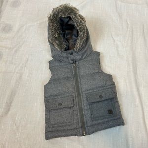 Janie & Jack Puffer Vest Gray Fur Hood